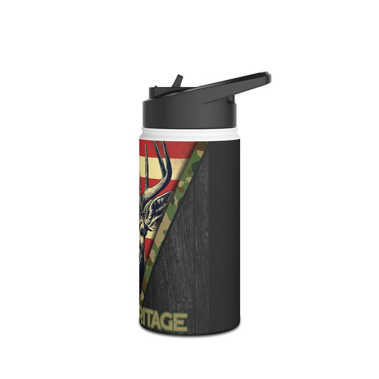 Wild Heritage Deer Flag Wrap Stainless Steel Water Bottle, Standard Lid