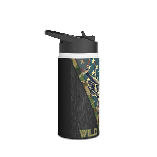 Wild Heritage Deer Flag Wrap Stainless Steel Water Bottle, Standard Lid
