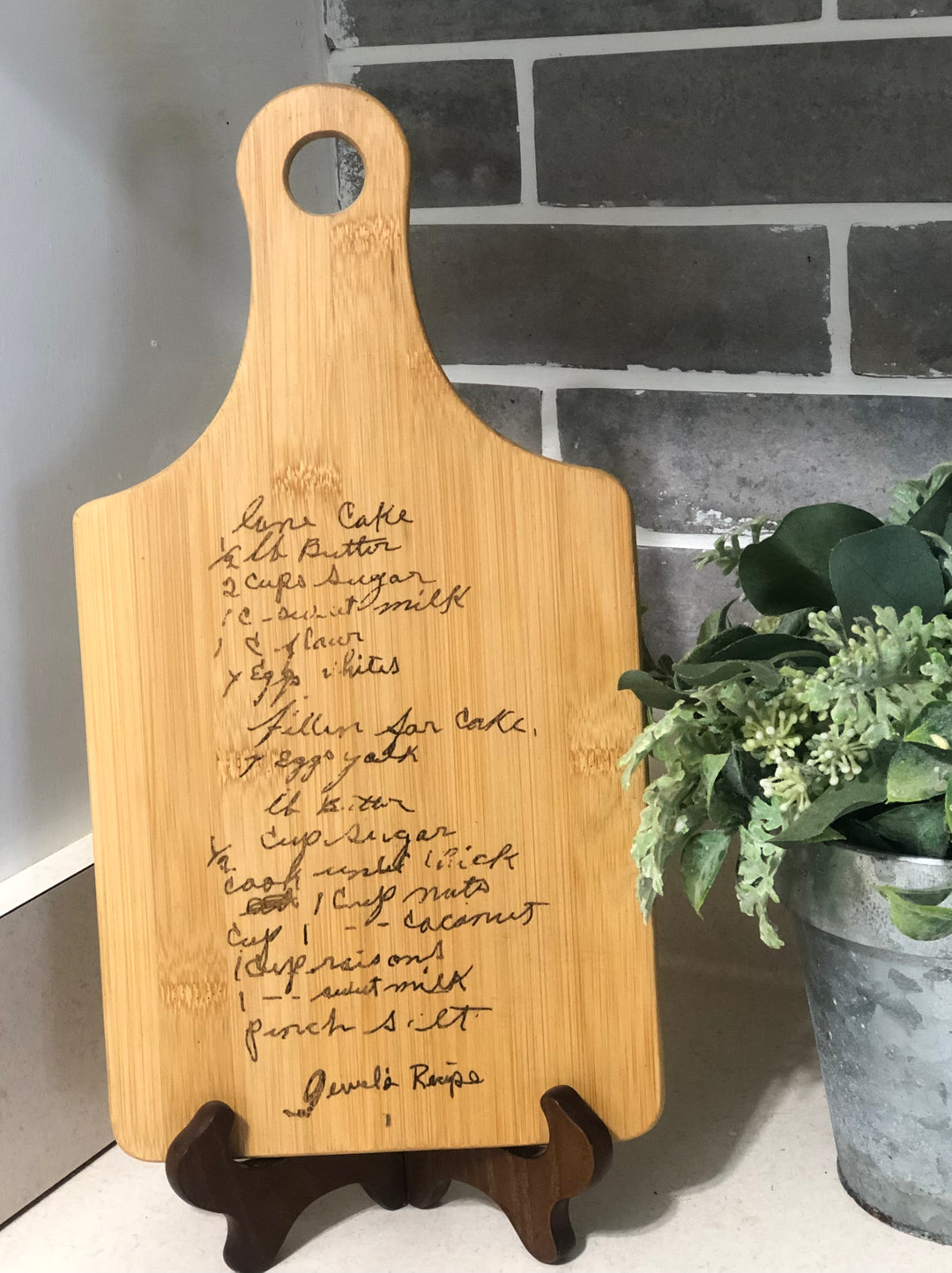 Custom engraved recipe board 13.5" x 7" x .43"