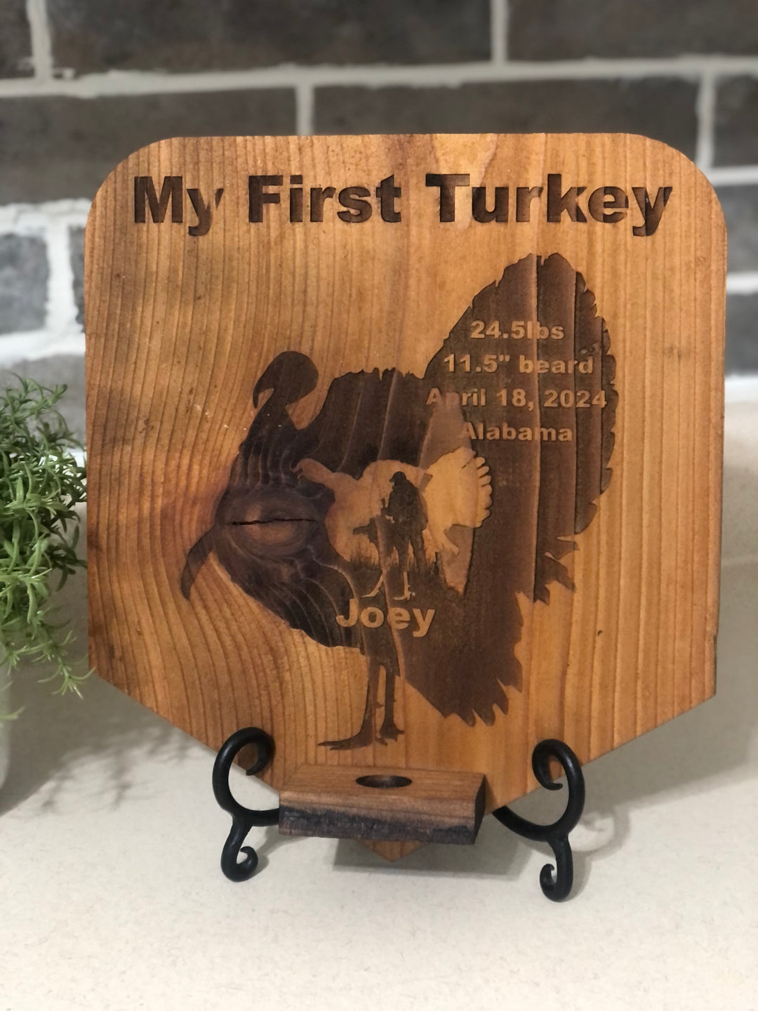 Custom engraved My First Turkey Beard and Fan holder