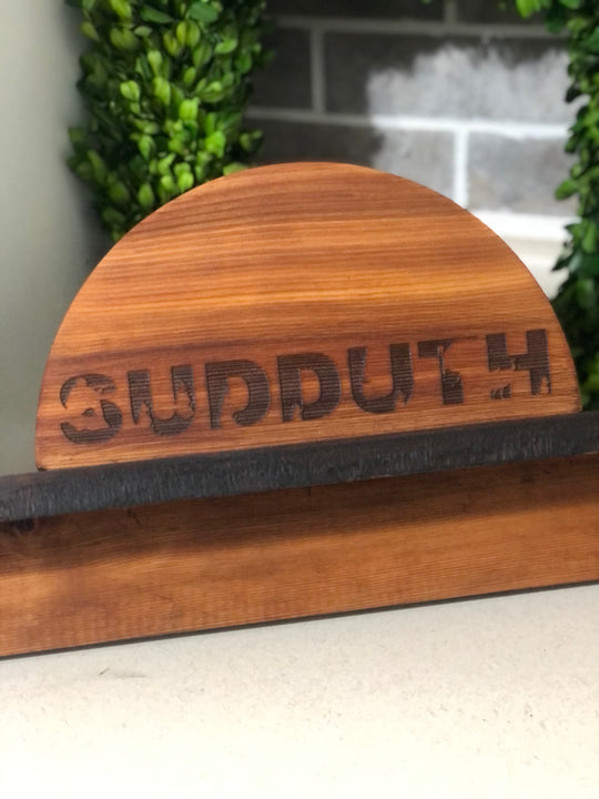 Custom engraved Turkey Beard and Fan holder shelf