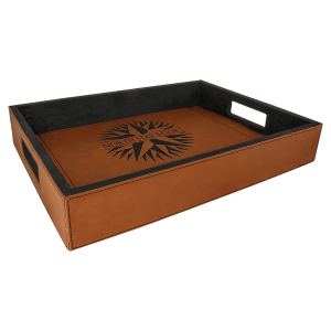 Custom Engraved 16" x 12" Rawhide/Black Laserable Leatherette Serving Tray