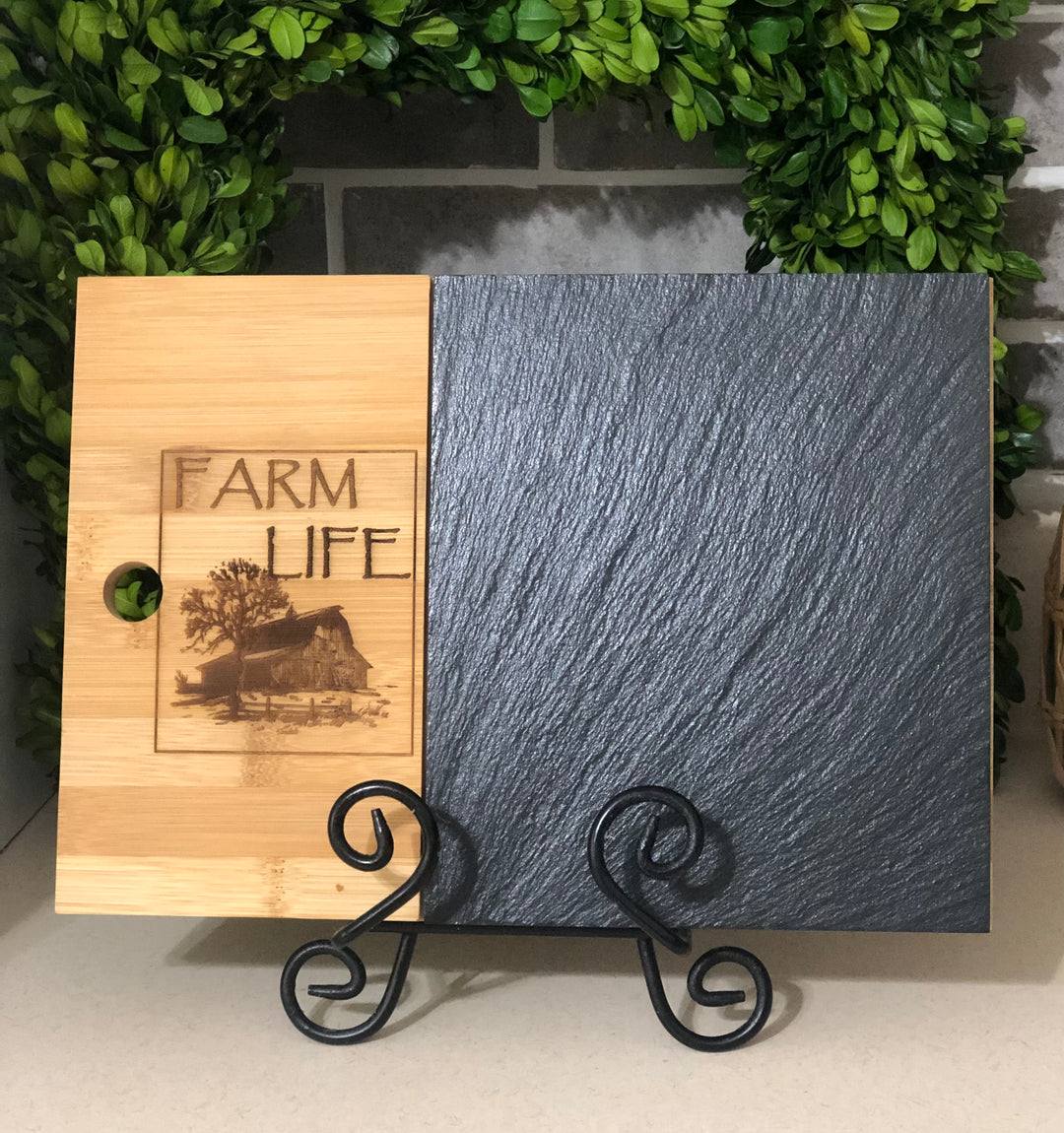 Custom Engraved SLATE & BAMBOO COMBO 8.3" X 11.8" CHARCUTERIE BOARD