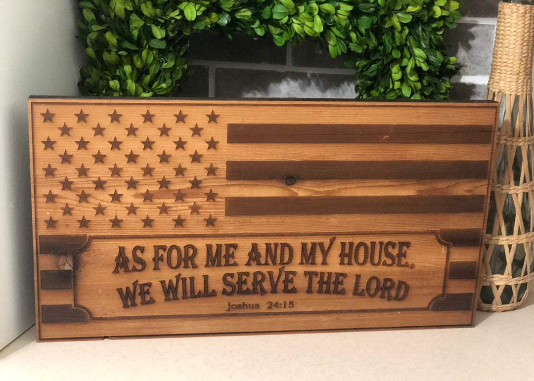 Joshua 24:15 Cedar engraved sign 17.5"x9.5"