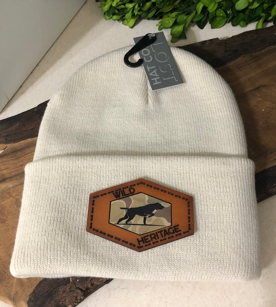 Wild Heritage Premium Collection - Lost Hat Co. Beanie w/Leather and Camo Pointer Patch