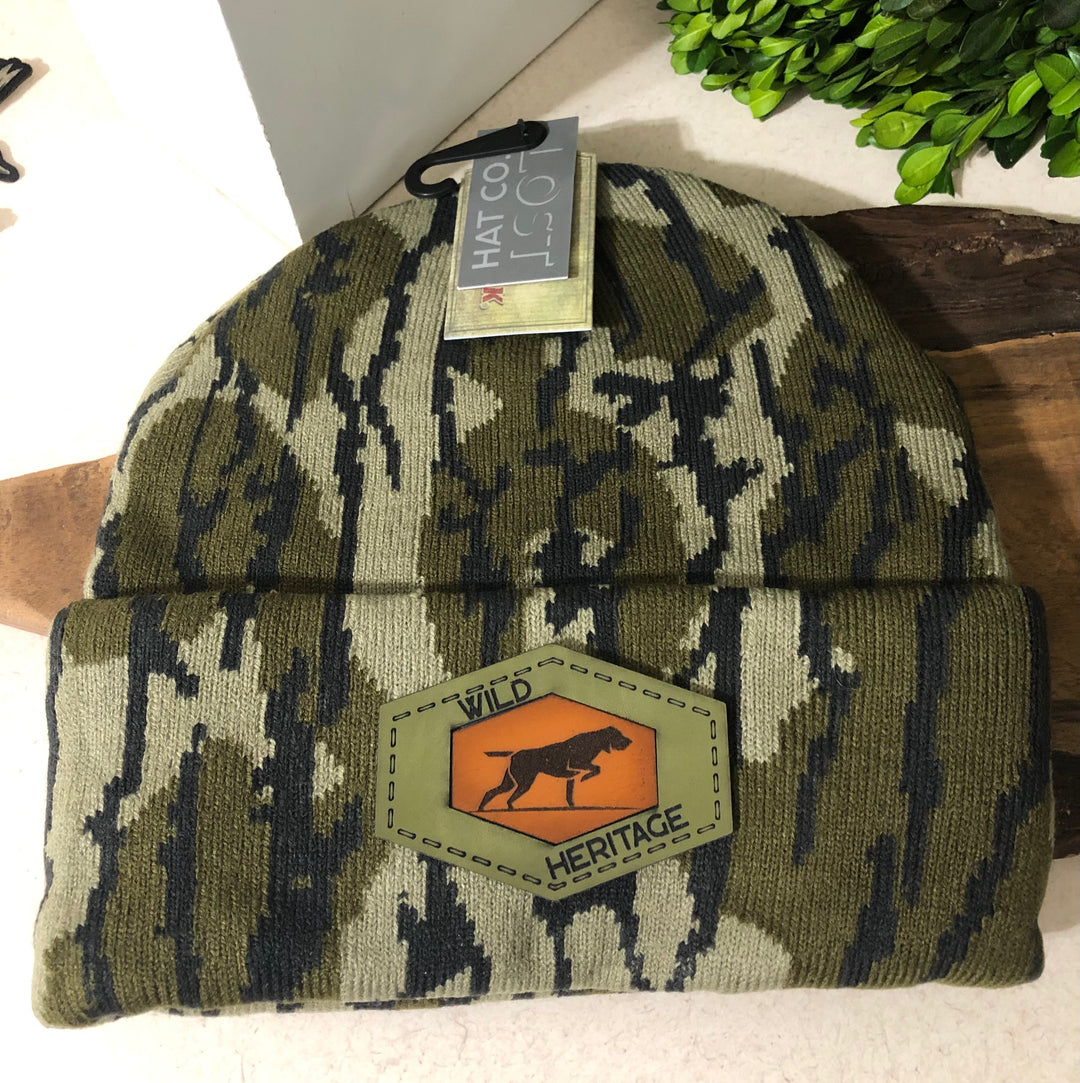 Wild Heritage Premium Collection - Lost Hat Co. Beanie w/Heritage Green and Leather Pointer Patch