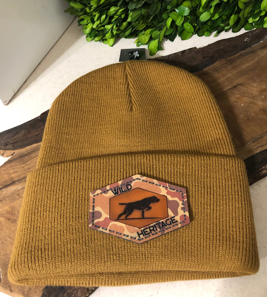 Wild Heritage Premium Collection - Lost Hat Co. Beanie w/Camo and Leather Pointer Patch
