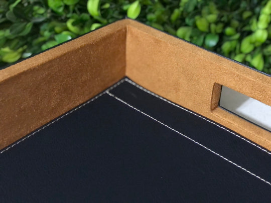 Custom Engraved 16" x 12" Black/Silver Laserable Leatherette Serving Tray