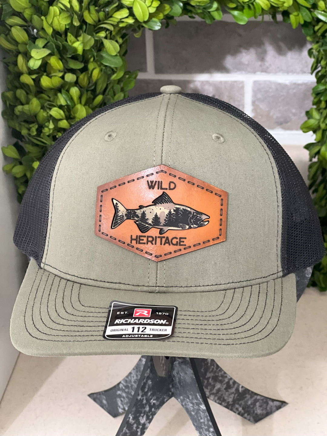 Wild Heritage Premium Collection - Richardson 112 Loden and Black w/Leather and Camo Trout Patch