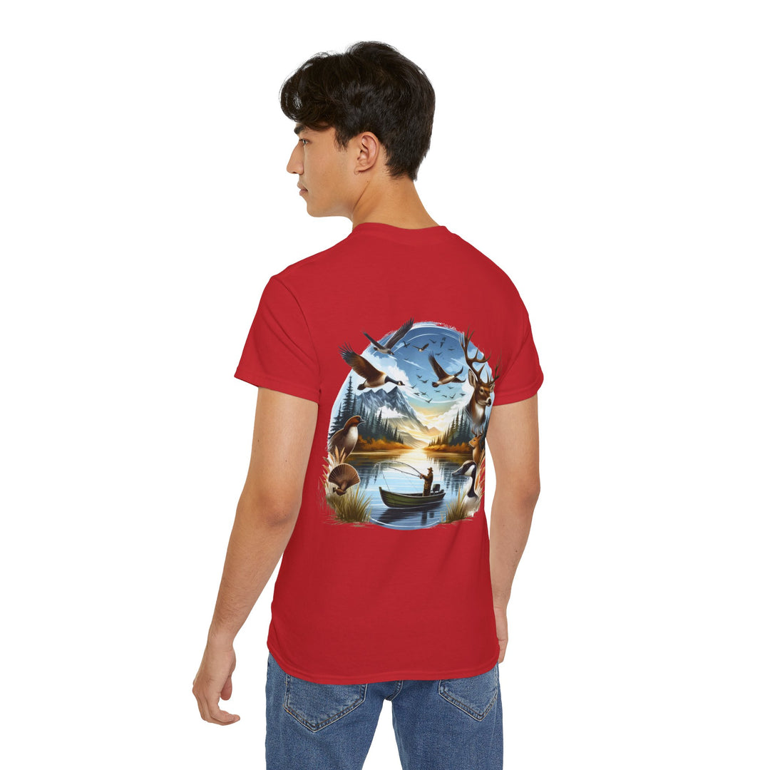 Hunting Fishing Scene Unisex Ultra Cotton Tee