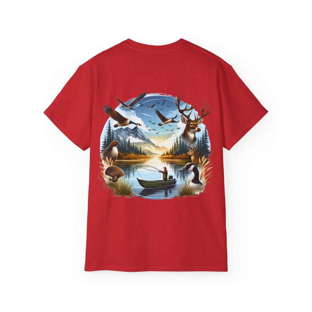 Hunting Fishing Scene Unisex Ultra Cotton Tee