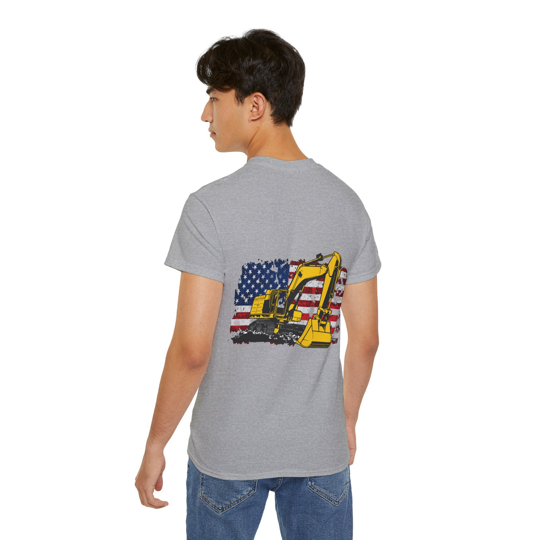 Excavator with Flag Full Color Unisex Ultra Cotton Tee