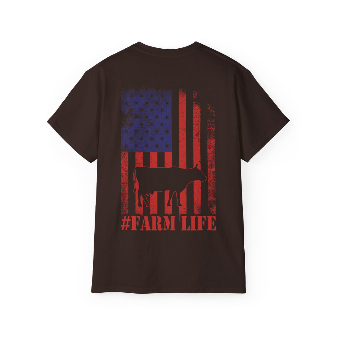 Cow and Flag #Farm Life Unisex Ultra Cotton Tee