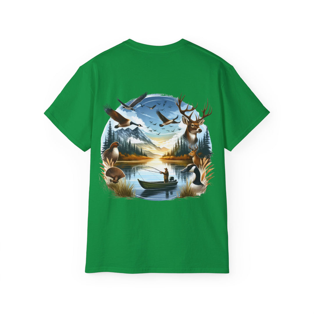 Hunting Fishing Scene Unisex Ultra Cotton Tee