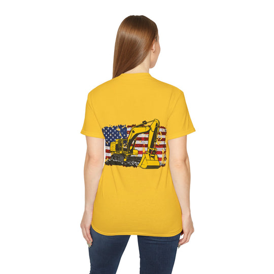 Excavator with Flag Full Color Unisex Ultra Cotton Tee