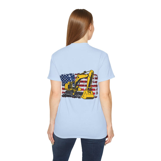 Excavator with Flag Full Color Unisex Ultra Cotton Tee