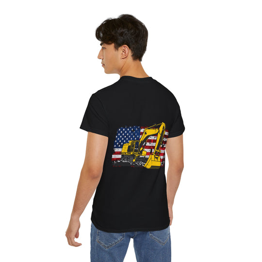 Excavator with Flag Full Color Unisex Ultra Cotton Tee