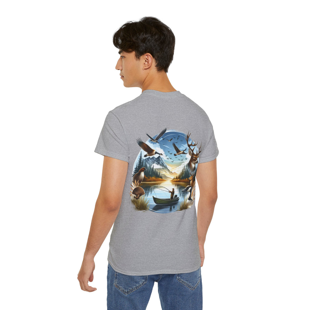 Hunting Fishing Scene Unisex Ultra Cotton Tee