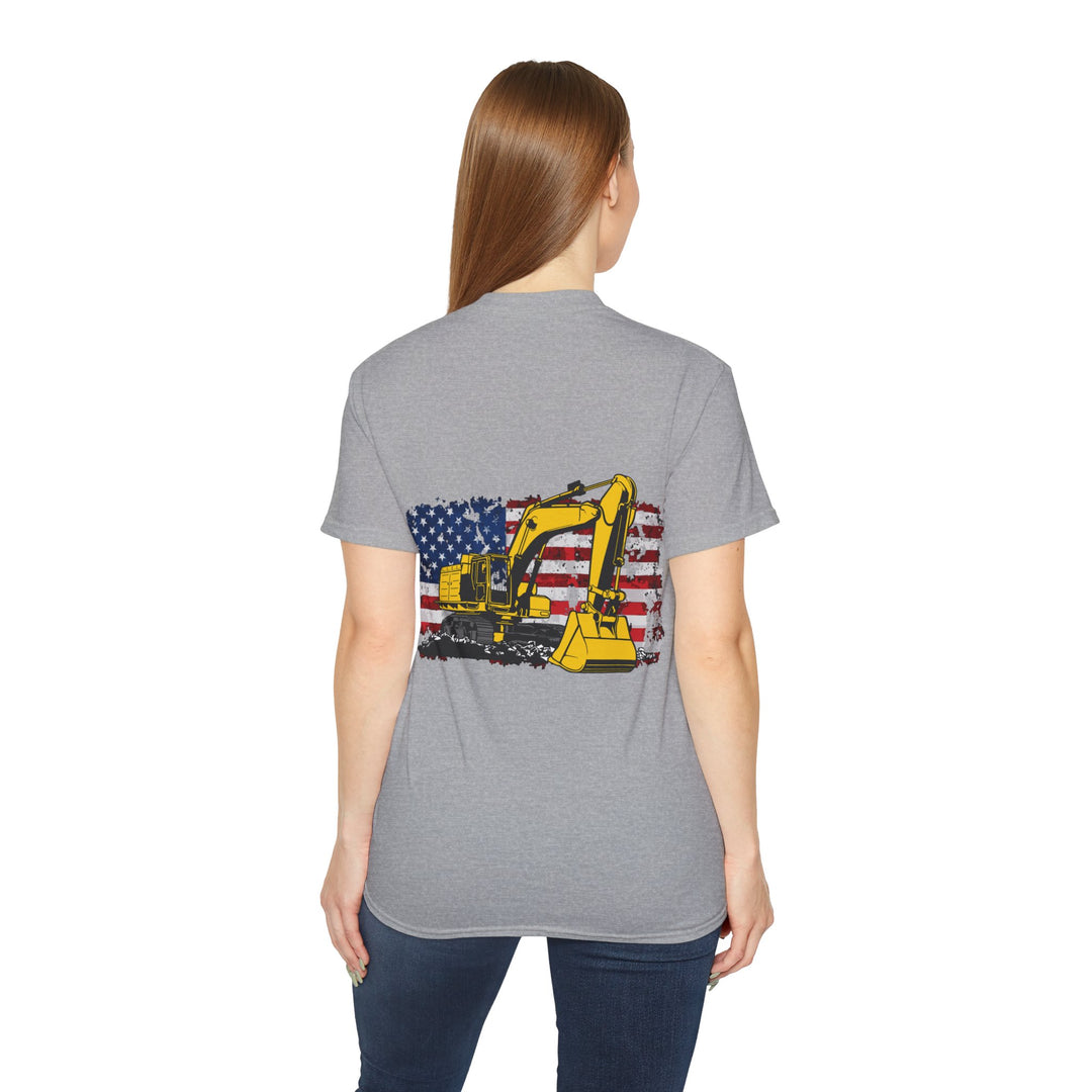 Excavator with Flag Full Color Unisex Ultra Cotton Tee