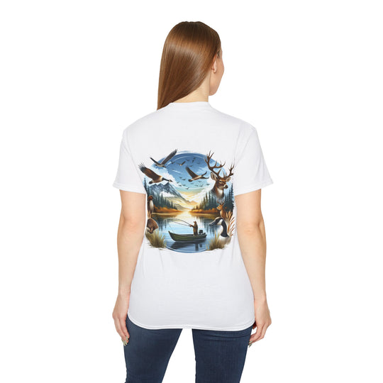 Hunting Fishing Scene Unisex Ultra Cotton Tee