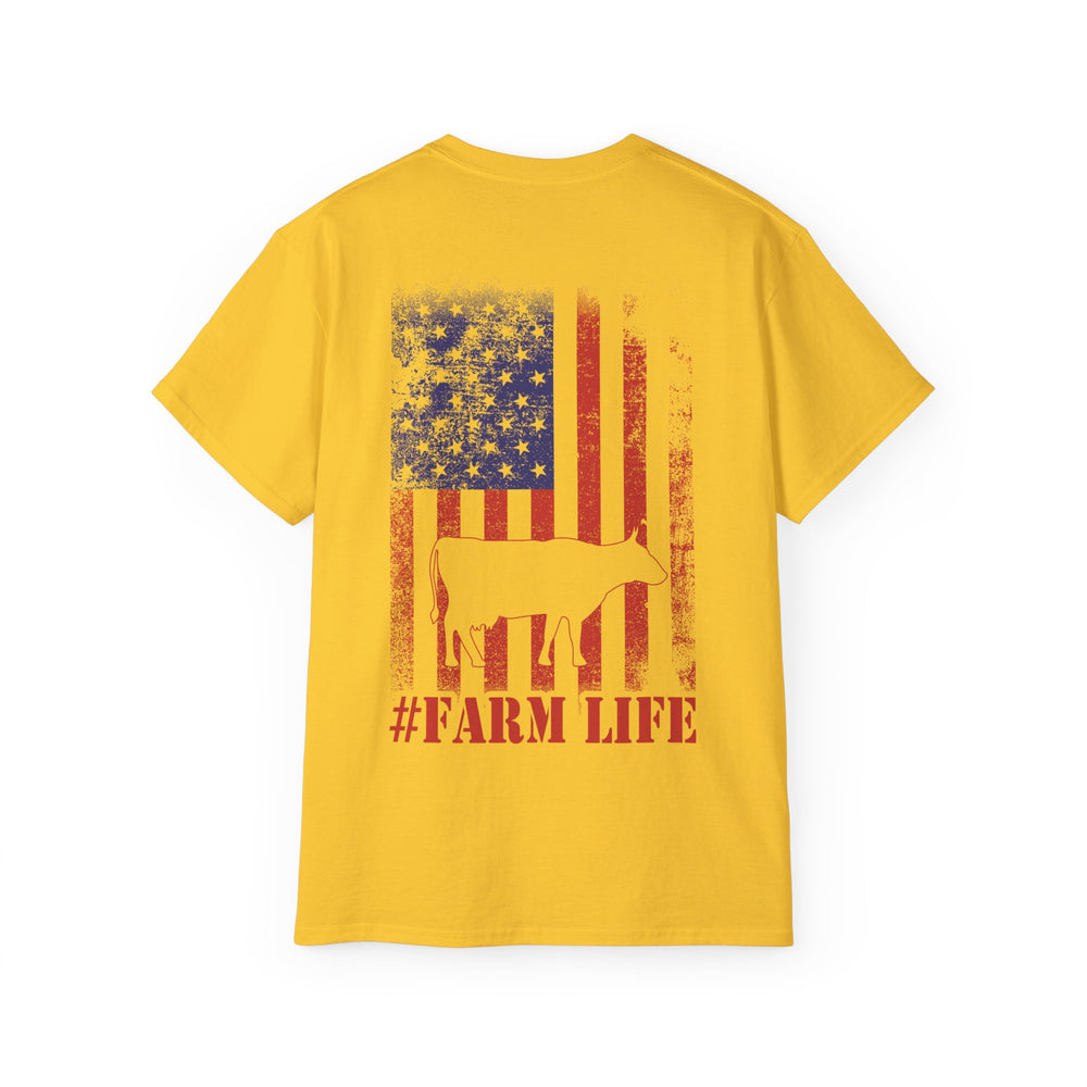 Cow and Flag #Farm Life Unisex Ultra Cotton Tee