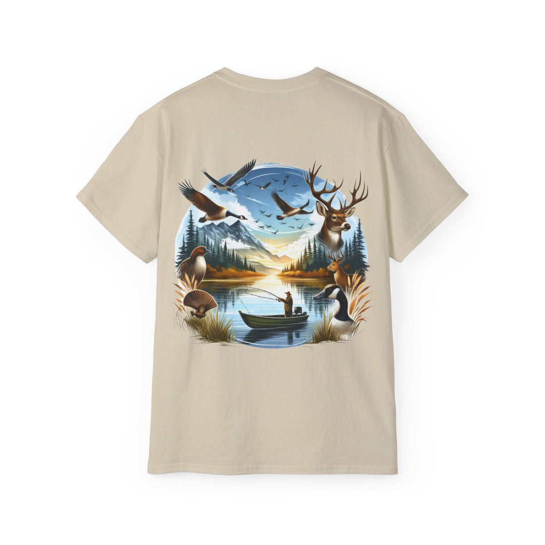 Hunting Fishing Scene Unisex Ultra Cotton Tee