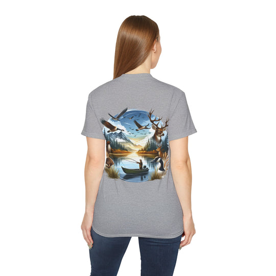 Hunting Fishing Scene Unisex Ultra Cotton Tee