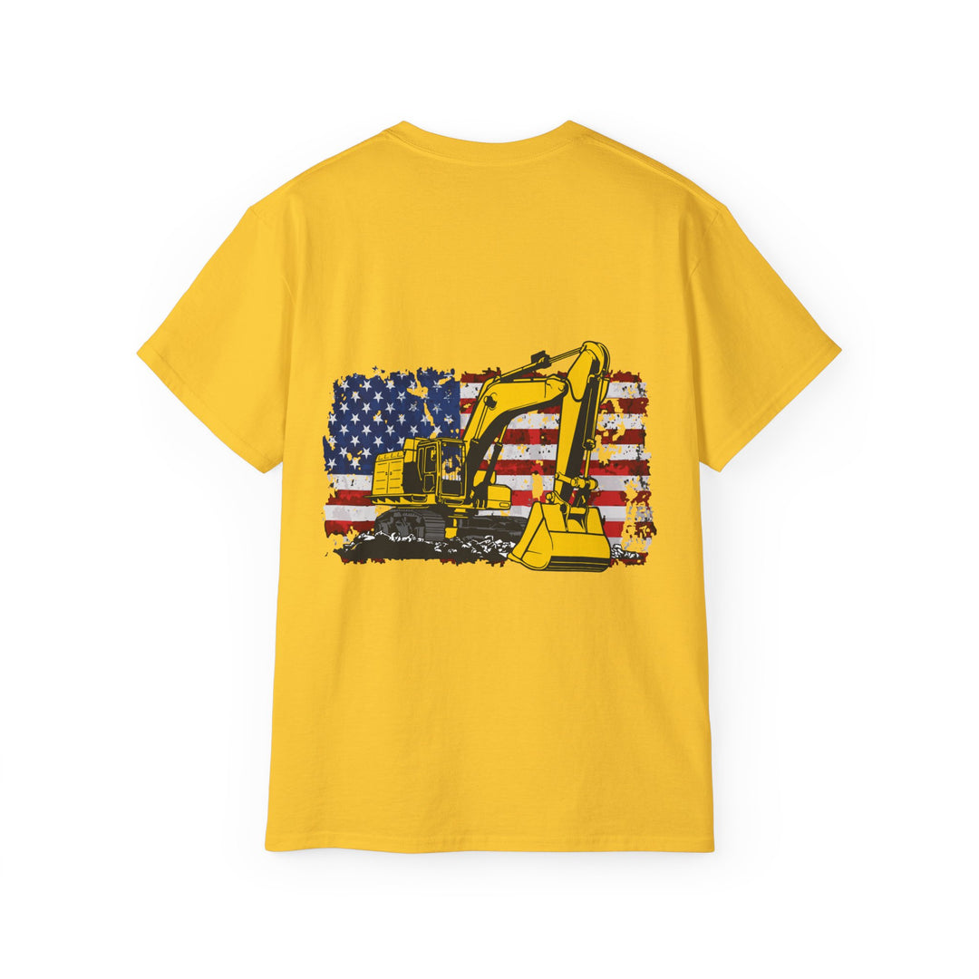 Excavator with Flag Full Color Unisex Ultra Cotton Tee