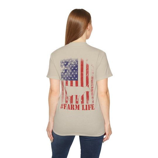 Cow and Flag #Farm Life Unisex Ultra Cotton Tee