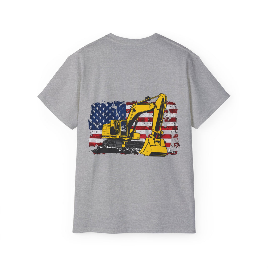 Excavator with Flag Full Color Unisex Ultra Cotton Tee