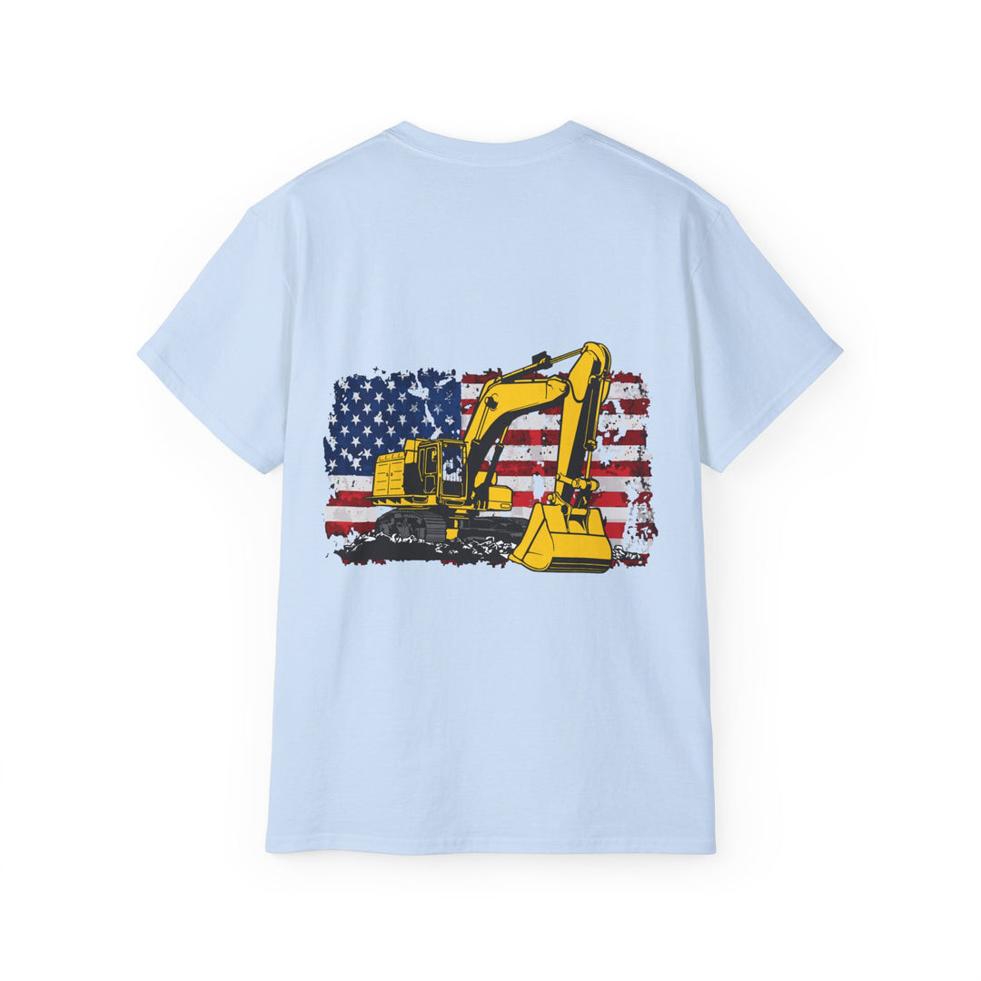 Excavator with Flag Full Color Unisex Ultra Cotton Tee