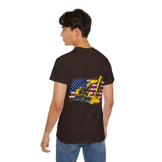 Excavator with Flag Full Color Unisex Ultra Cotton Tee