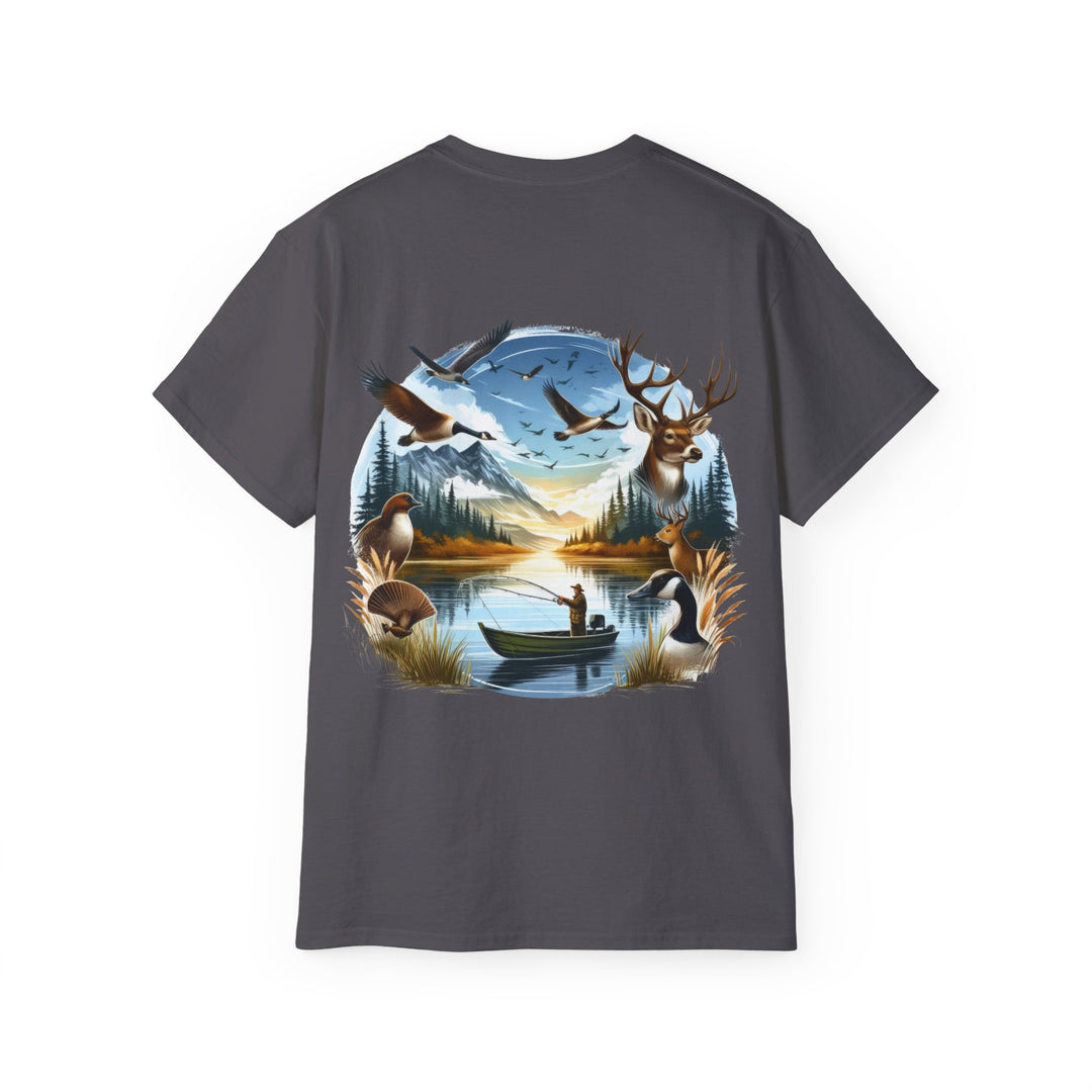 Hunting Fishing Scene Unisex Ultra Cotton Tee