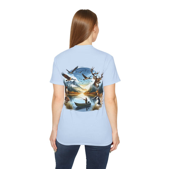 Hunting Fishing Scene Unisex Ultra Cotton Tee