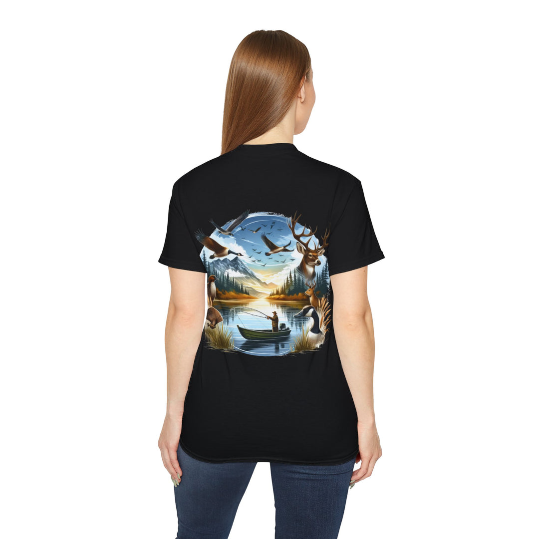 Hunting Fishing Scene Unisex Ultra Cotton Tee