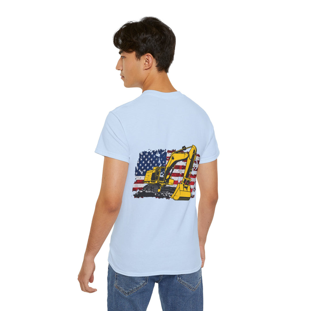 Excavator with Flag Full Color Unisex Ultra Cotton Tee