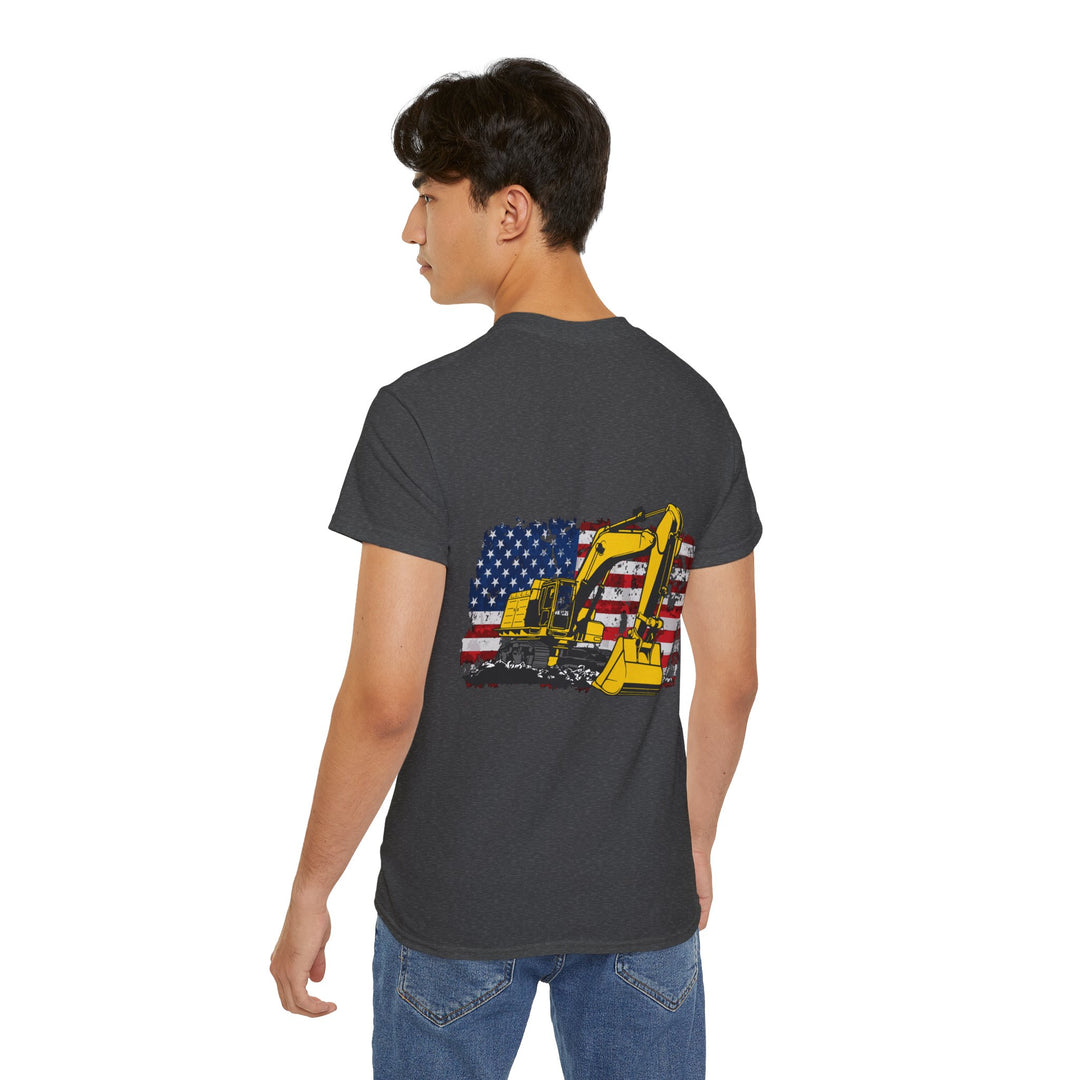 Excavator with Flag Full Color Unisex Ultra Cotton Tee