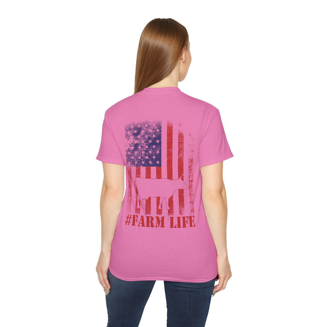 Cow and Flag #Farm Life Unisex Ultra Cotton Tee