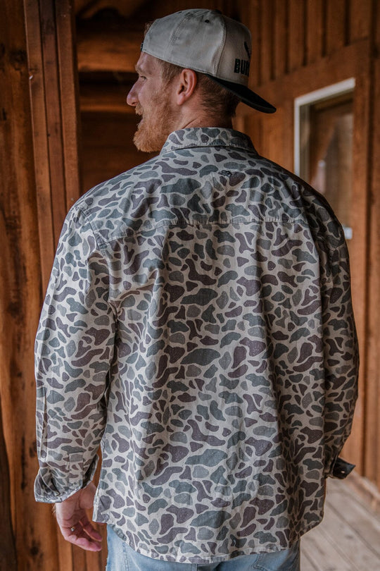 Cotton Twill Button Up - LS - Classic Deer Camo