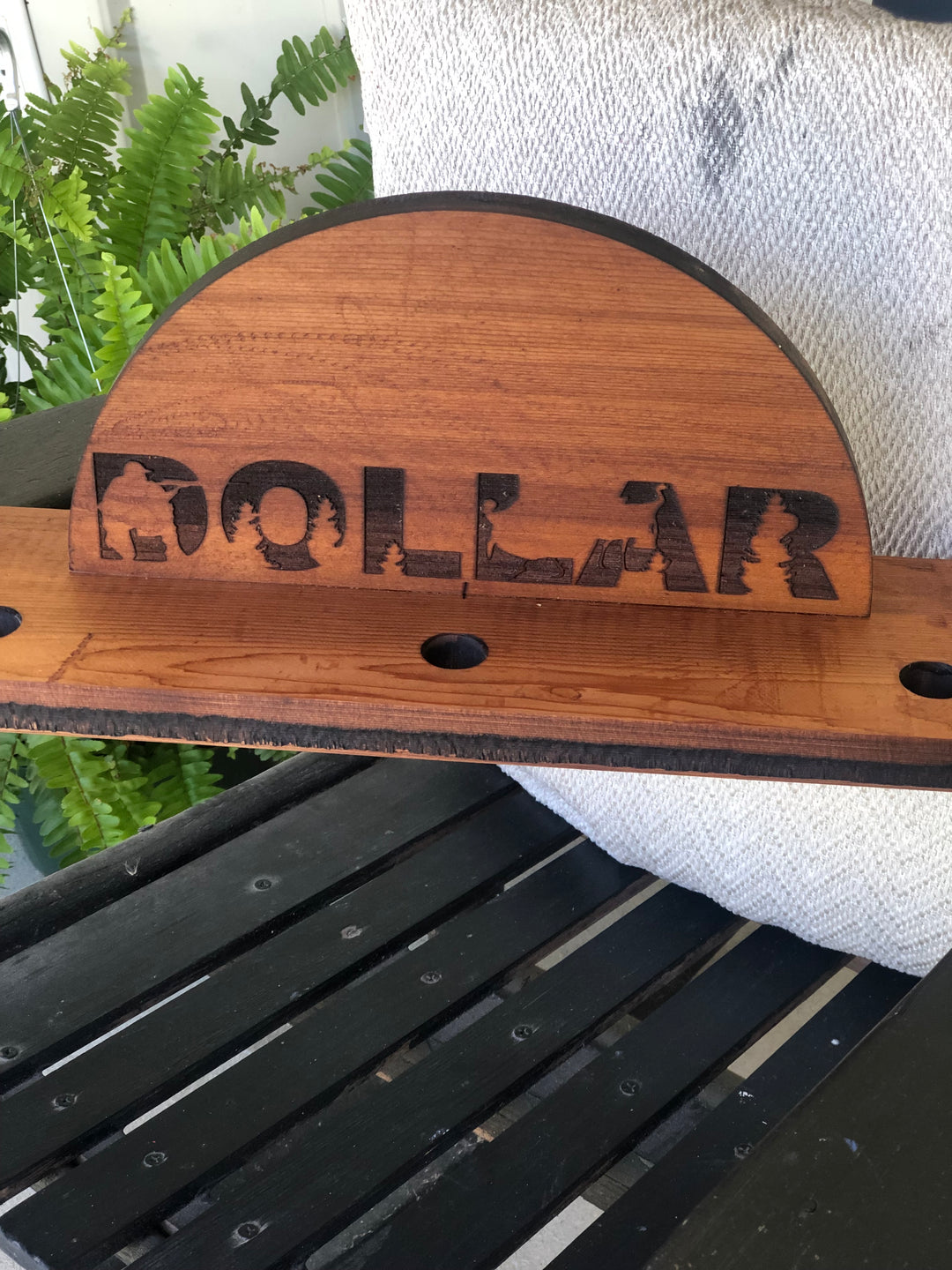 Custom engraved Turkey Beard and Fan holder shelf